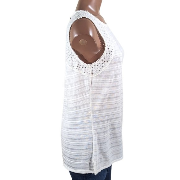 Lucky Brand XS Women's Cotton Ivory Eyelet Tank Top - Picture 6 of 8